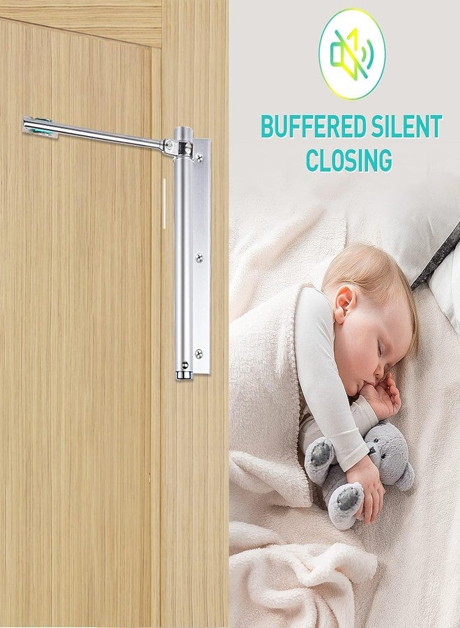 Hexwell أجهزة إغلاق أبواب هيكسويل الزنبركية للأبواب خفيفة الوزن، للاستخدام السكني/التجاري مع مجموعة تركيب، لتحويل الأبواب المفصلية إلى أبواب ذاتية الإغلاق - فضي - Image 4